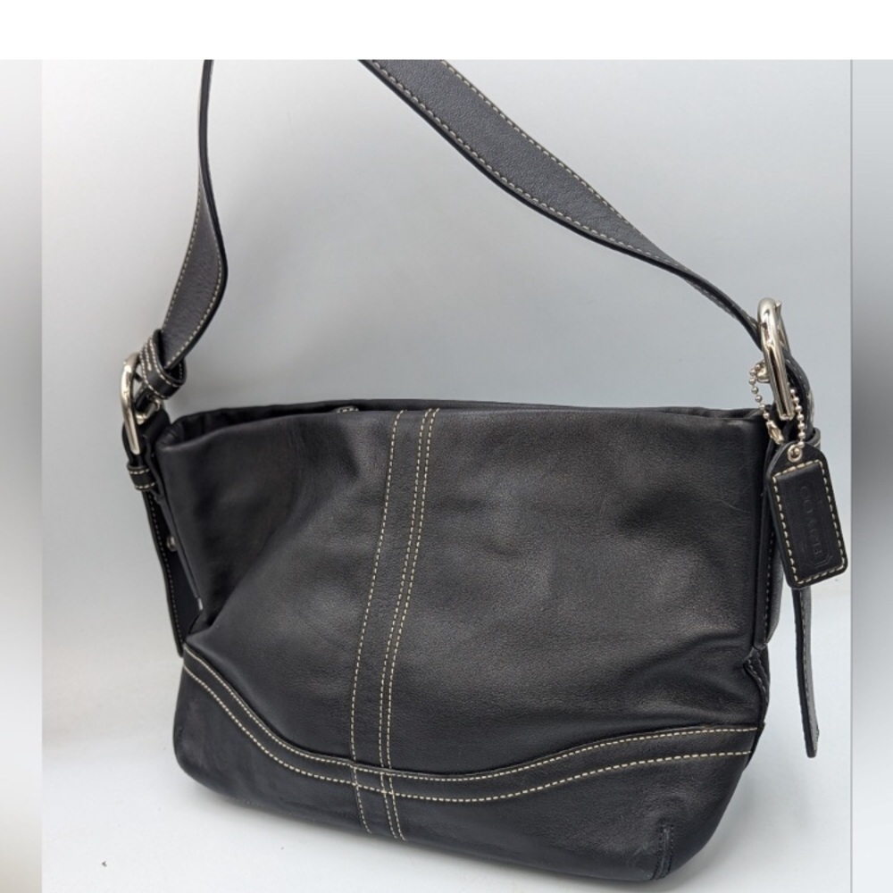 COACH LEATHER Classic Black Leather Shoulder Bag F10939 EUC